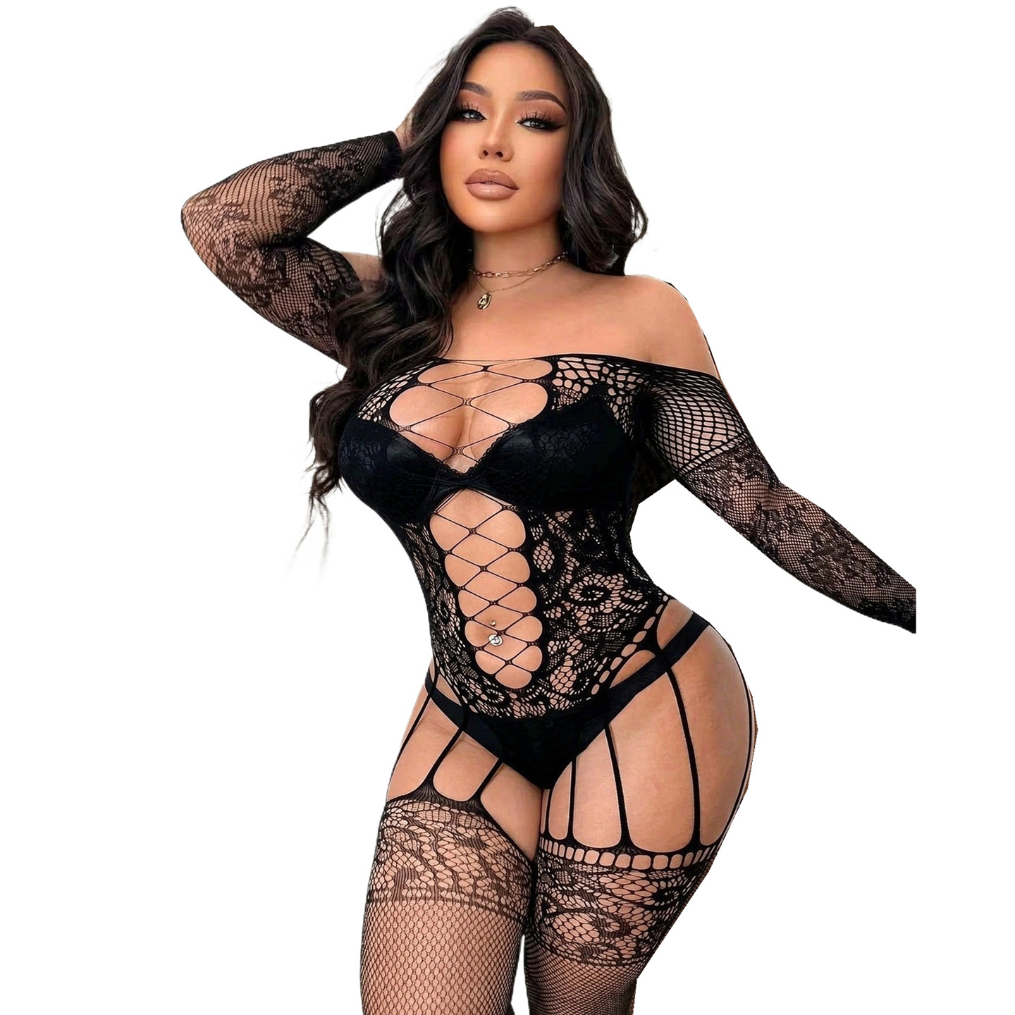 Bodystocking Fishnet - ถุงน่องตาข่ายเต็มตัว บอดี้สูทแฟชั่น บอดี้สต็อกกิ้งโปร่งใส สำหรับผู้ใหญ่ ชุดคอสตูม จั๊มสูทเซ็กซี่ที่สุด